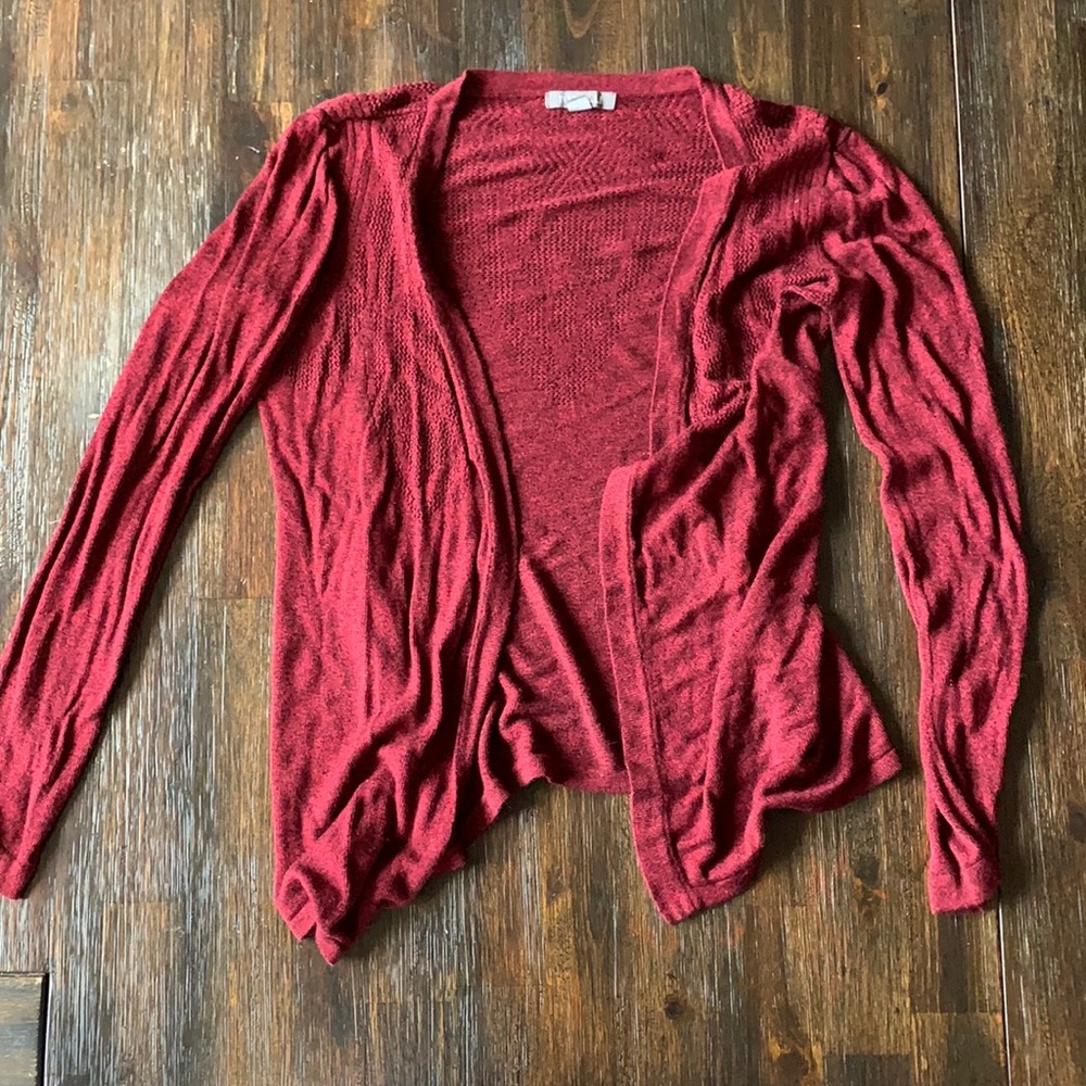 Red lightweight knit cardigan